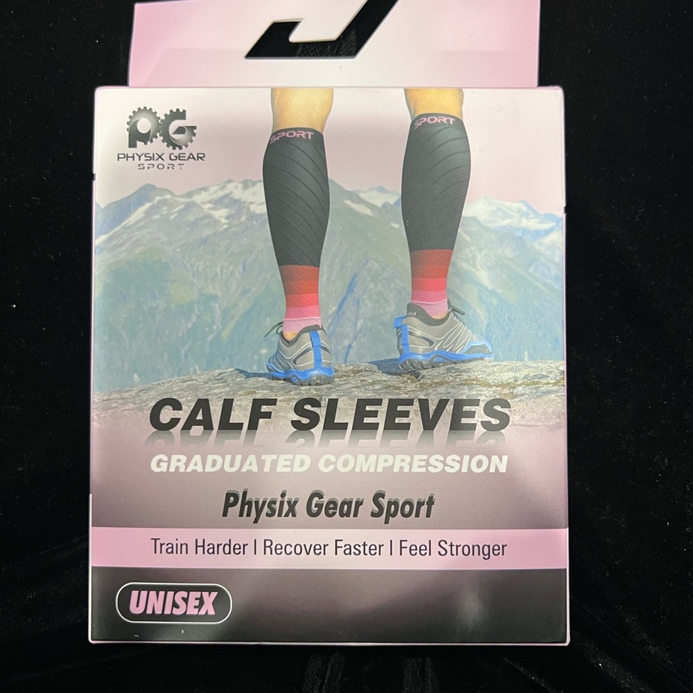 Physix gear Calf Sleeves - Black and Red compression NWT